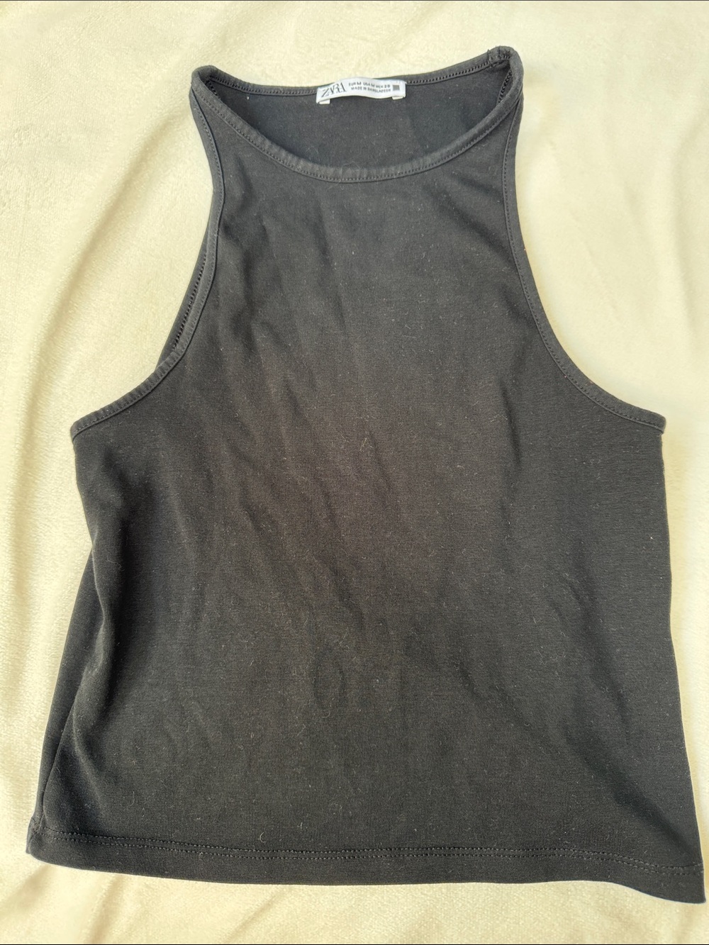 Zara Cropped Black High Neck Tank